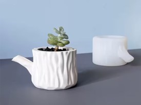 Molde silicona maceta tronco con asa